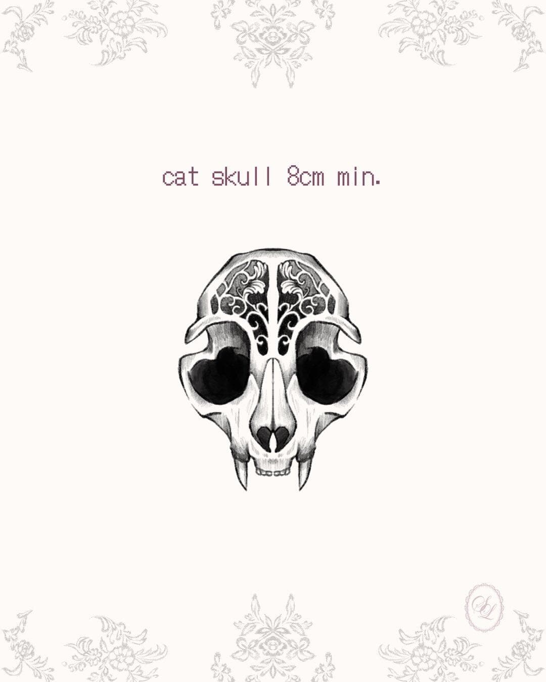cat skull flash design tattoo