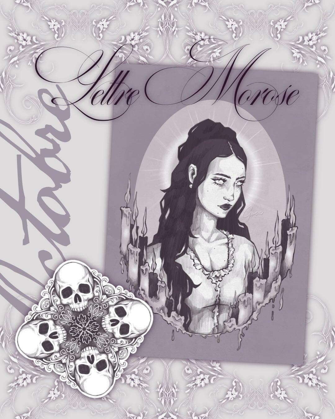 illustration print vampire pastel manga goth