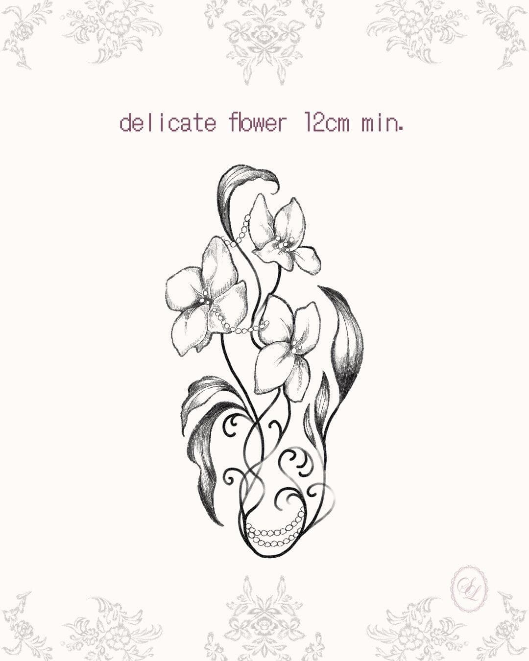 flower fleur flash tattoo tatouage perle