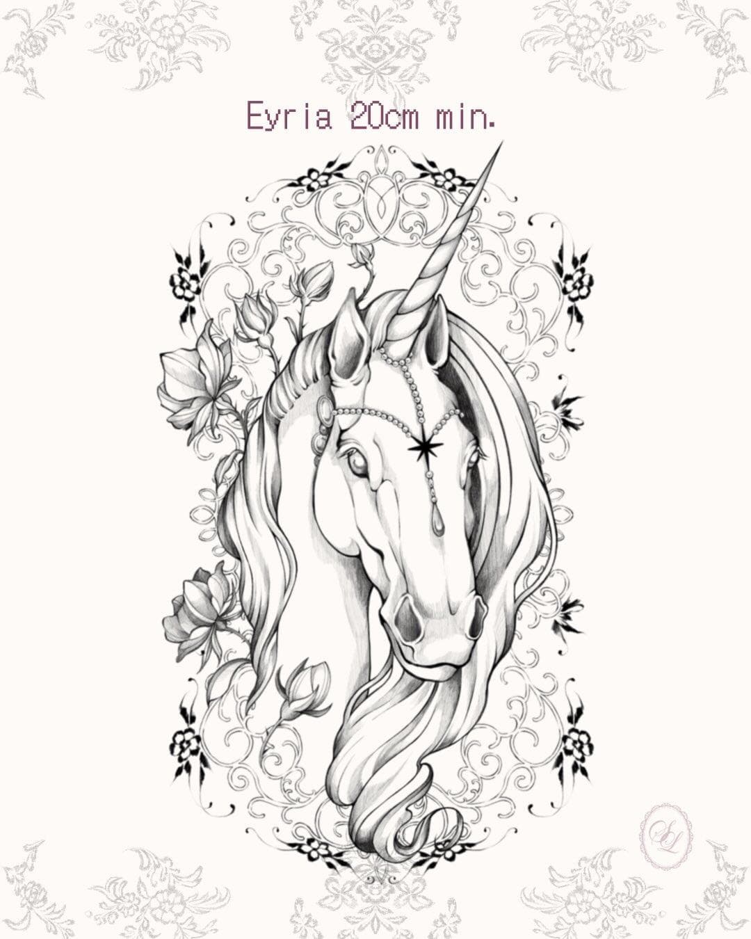 flash tattoo tatouage unicorn licorne