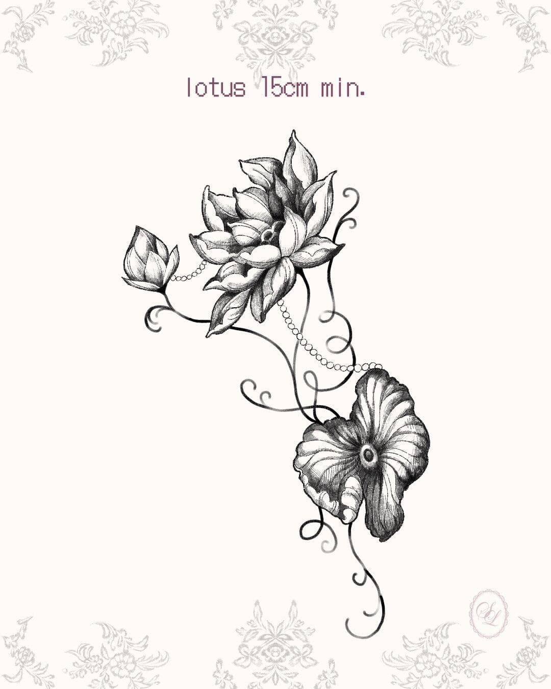 flower fleur flash tattoo tatouage perle