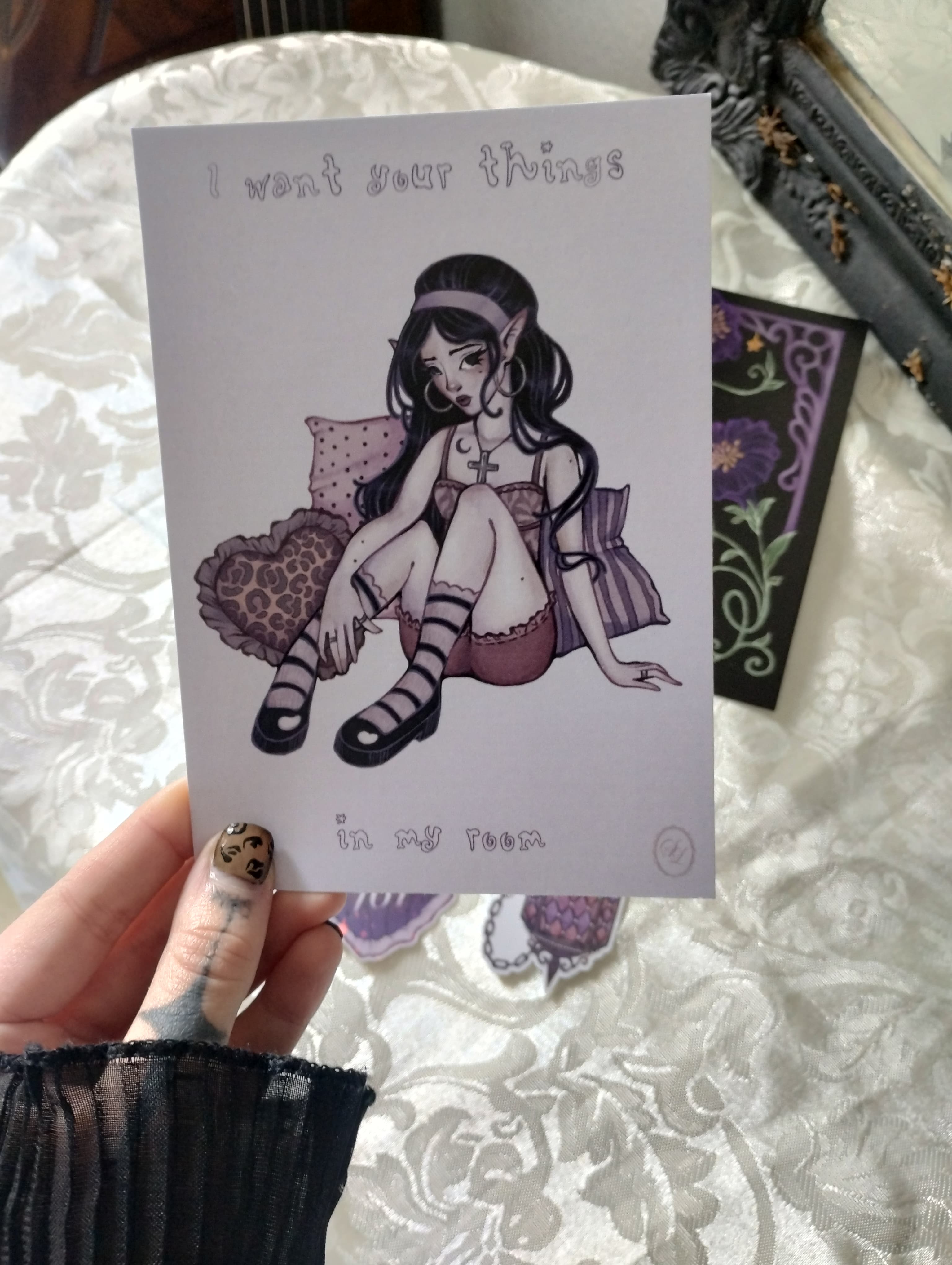 illustration print vampire pastel manga goth